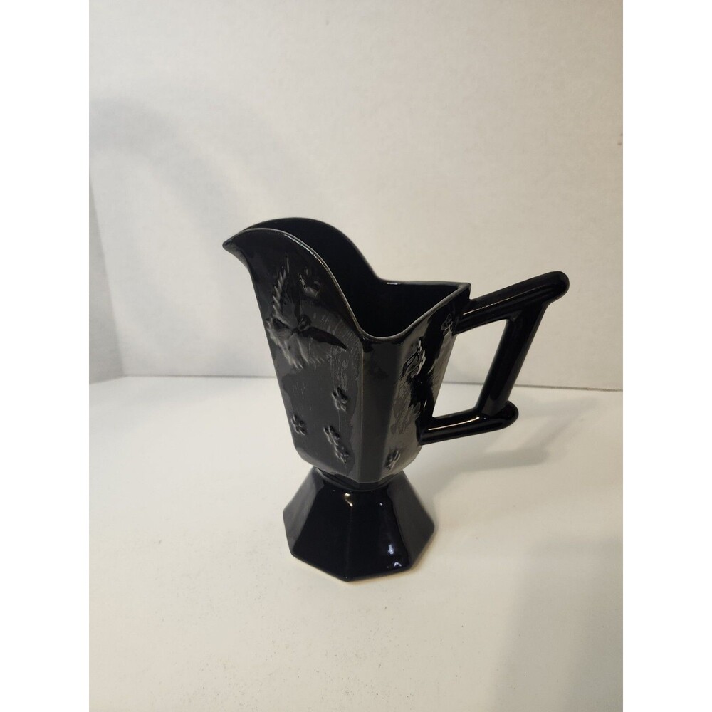 Vintage Hull Art Pottery Black Butterfly Vase Pitcher 9-3/4” USA